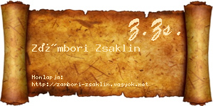 Zámbori Zsaklin névjegykártya